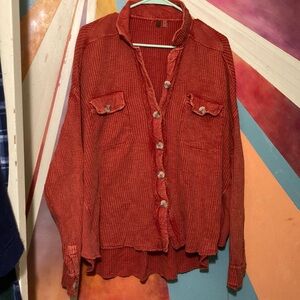 Free People Waffle Sweater blouse Size Small over sized